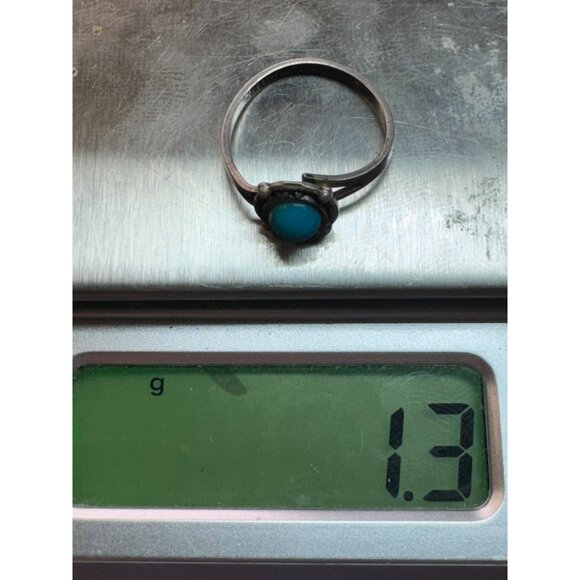 Vintage Estate Sterling Silver 925 Turquoise Ring Size 4 Southwest Style 1.3g - Picture 8 of 8